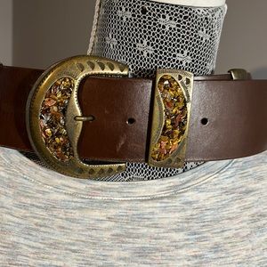 Wide leather belt